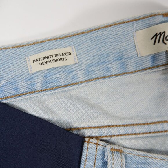 MADEWELL Relaxed Fit Denim Maternity Side Panel SHORTS Size 24 Blue Essen NEW - Picture 8 of 10
